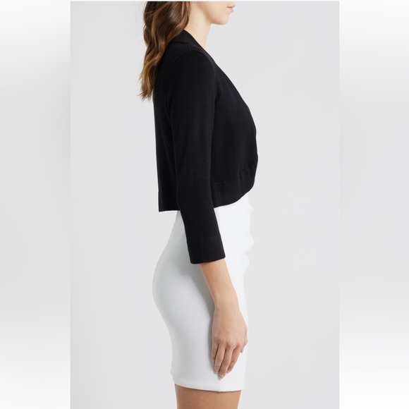 Eliza J Elegant Black Open-Front Cardigan - Picture 3 of 5